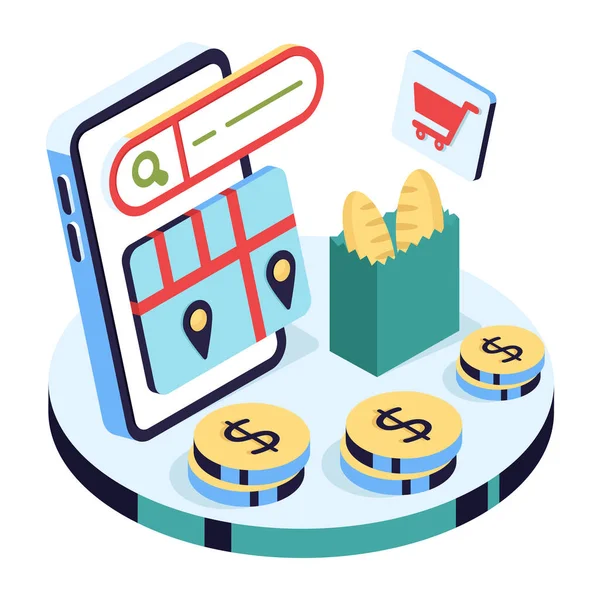 Arama konumunun kavramsal izometrik tasarım çizimi