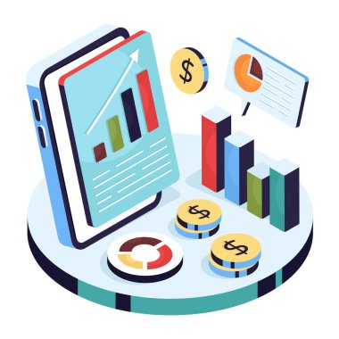 Veri analizlerinin düzenlenebilir izometrik tasarımı, mali rapor