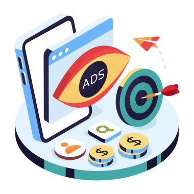 Reklam gözleminin renkli tasarım çizimi