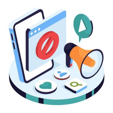 Yasak web sitesi illüstrasyonu, düzenlenebilir vektör