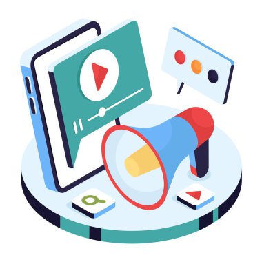 Video pazarlamanın yaratıcı tasarım illüstrasyonu