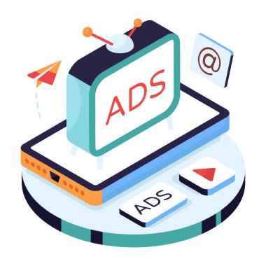 Televizyon reklamının modern tasarım illüstrasyonu