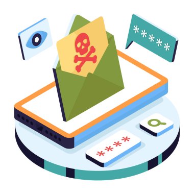 Düzenlenebilir tasarımda e- posta hack illüstrasyonuName