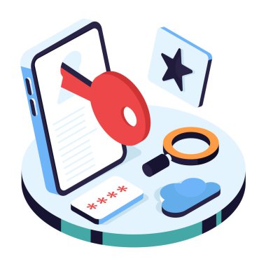 Mobil erişimin kavramsal izometrik tasarım çizimi