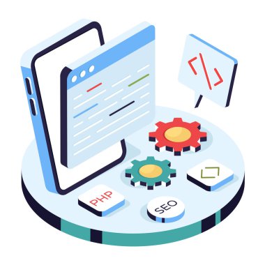 Unique design icon of web coding