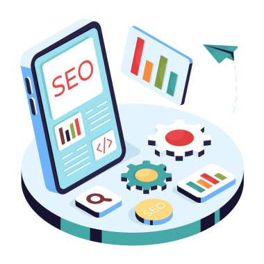 Mobil seonun kavramsal izometrik tasarım simgesi