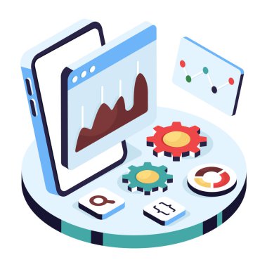 Web analizlerinin izometrik tasarım simgesi