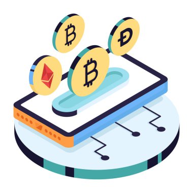 Mobil btc için düzenlenebilir tasarım çizimi