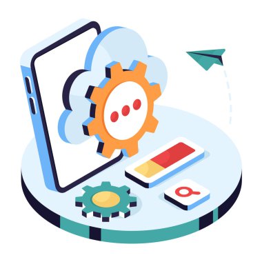 Bulut ayarlarının kavramsal izometrik tasarım çizimi