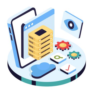 Online veri sunucusunun bir illüstrasyon tasarımı
