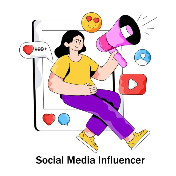 Sosyal medya etkisinin modern tasarım illüstrasyonu