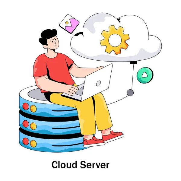 Bulut sunucusunun kavramsal düz tasarım çizimi