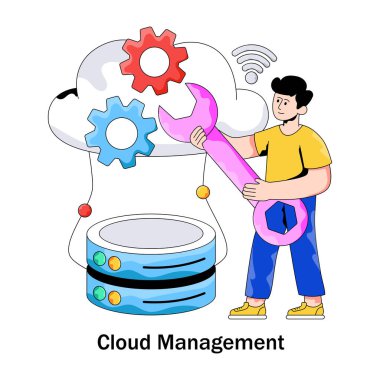 Bulut yönetiminin kavramsal düz tasarım çizimi