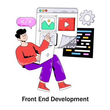 Ön yüz gelişiminin modern tasarım illüstrasyonu