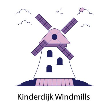An icon design of kinderdijk windmills