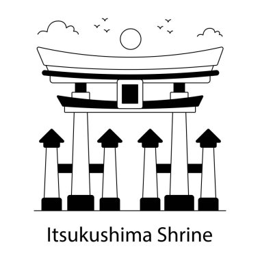 A trendy design icon of itsukushima shrine