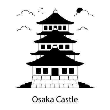 A solid  design icon of osaka castle