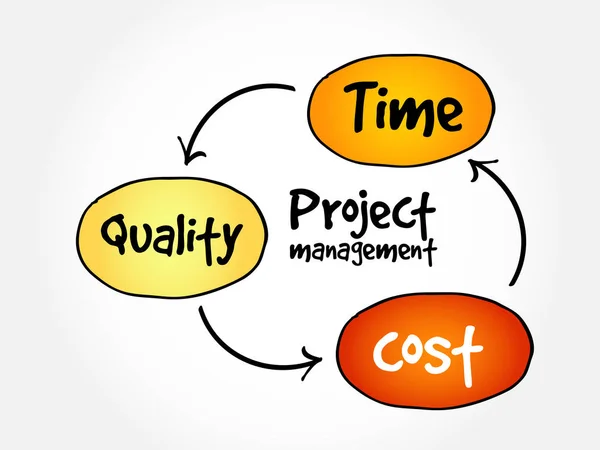 Projektledning Tid Kostnad Kvalitet Sinne Karta Flödesschema Affärsidé För Presentationer — Stock vektor
