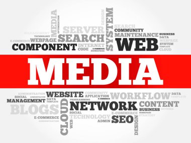 Kolaj, teknoloji iş kavramı arka plan medya kelime