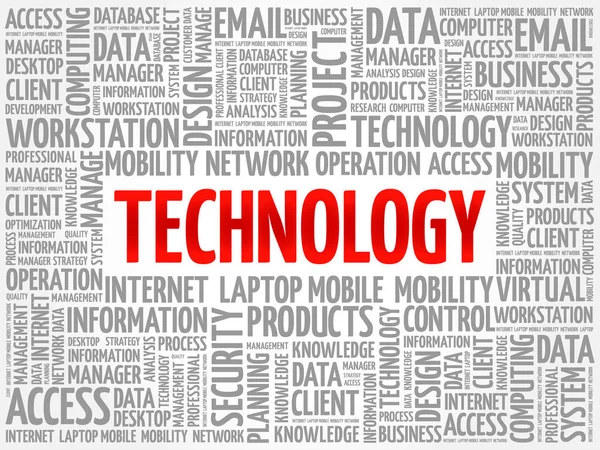 Teknolojik kelime bulut kolajı, iş konsepti geçmişi