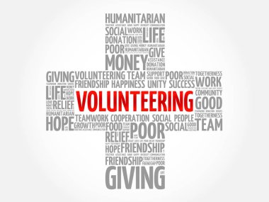 Kelime bulutu kolaj gönüllü, çapraz kavramı