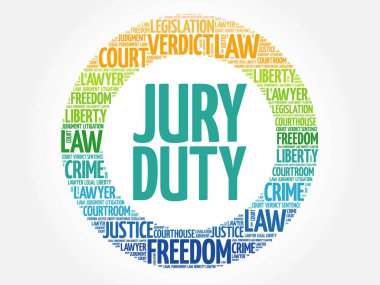 Jury Duty word cloud concept background clipart