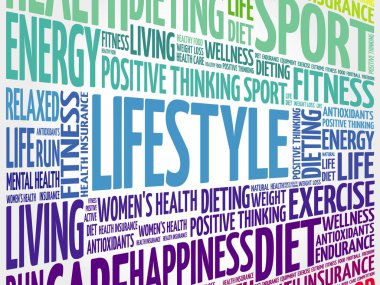 LIFESTYLE kelime bulut, fitness, spor, sağlık konsepti