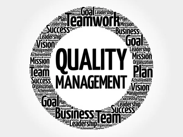 Quality Management Círculo Nuvem Palavras Conceito Negócio — Vetor de Stock