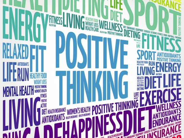 Positive Thinking Word Cloud Collage Health Concept Background — Stock Vector