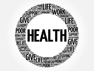 Sağlık sözcüğü bulut kolajı, kavram arka planı