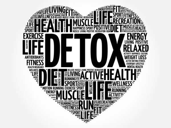 Detoks kalp kelime bulutu, fitness, spor, sağlık kavramı