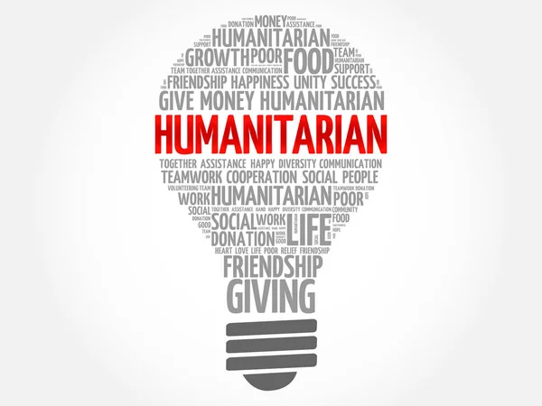 Humanitaire Lamp Word Cloud Collage Concept — Stockvector