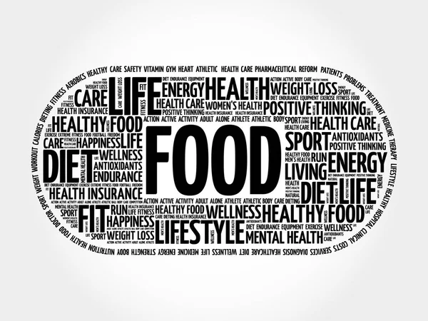 Food Mot Nuage Collage Fitness Sport Concept Santé — Image vectorielle