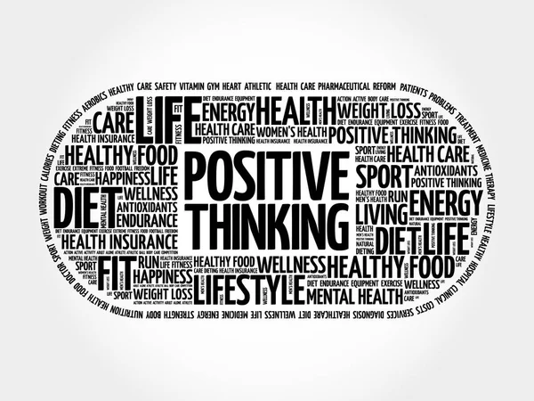 Positive Thinking Medical Pill Word Cloud Health Concept Background — Stock Vector