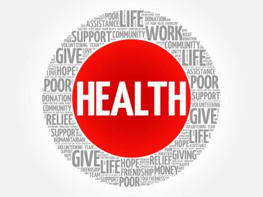 Sağlık sözcüğü bulut kolajı, kavram arka planı