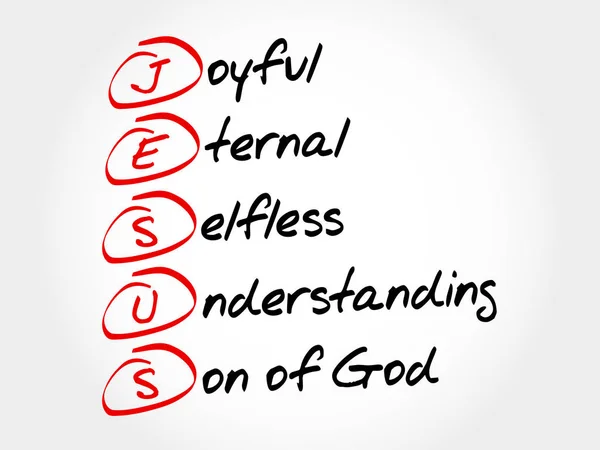 Jesus Joyful Eternal Selfless Understanding Son God Akronym Konzept — Stockvektor