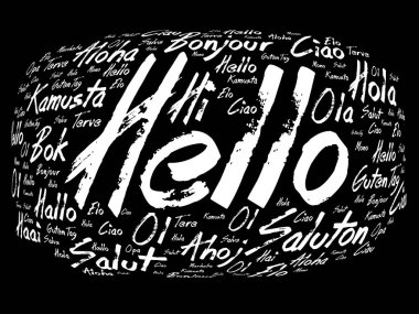 Merhaba kelime bulut dünyanın farklı dillerinde, arka plan konsepti