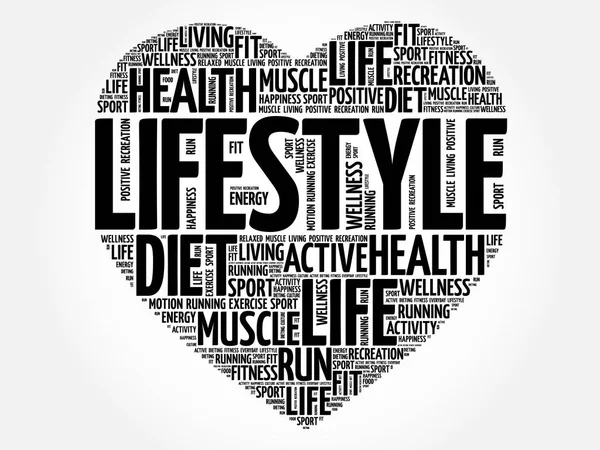 Lifestyle Herz Wort Wolke Fitness Sport Gesundheitskonzept — Stockvektor