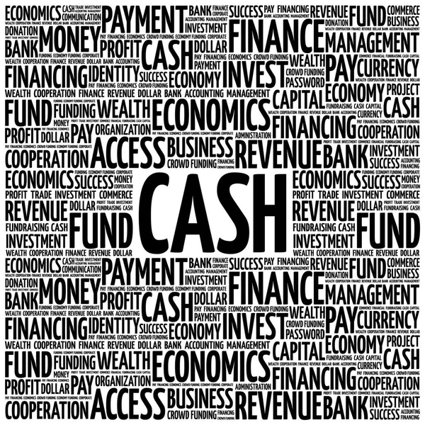 Cash Word Cloud Бизнес Концепция — стоковый вектор