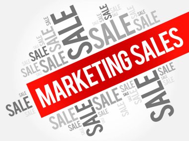 Pazarlama satış bulut arka plan, iş kavramı kelime