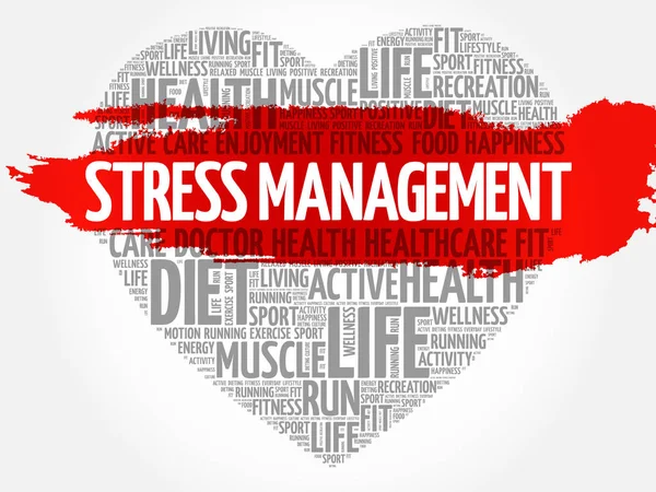 Stress Management nuvem de palavras do coração — Vetor de Stock