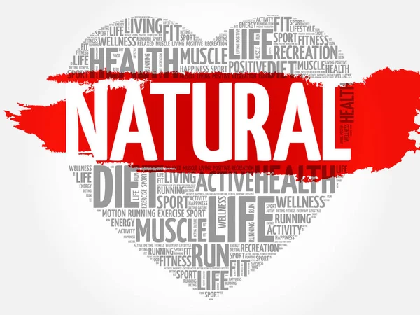 NATURALE cuore parola nube — Vettoriale Stock