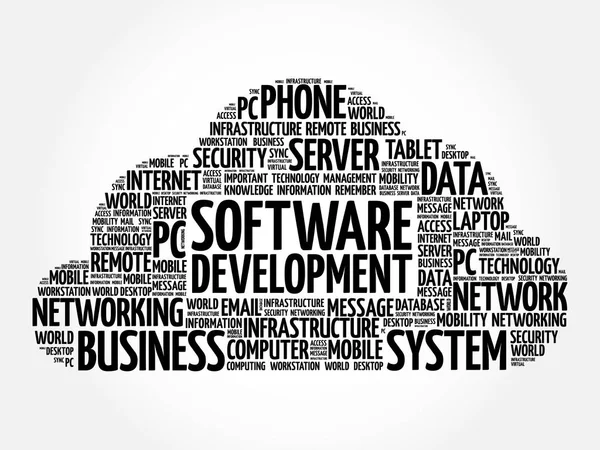 Desenvolvimento de software nuvem de palavras —  Vetores de Stock