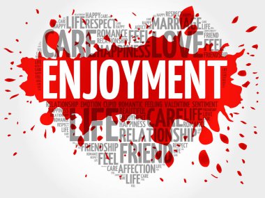 Eğlence kelimesi bulut kolajı, kalp konsepti geçmişi