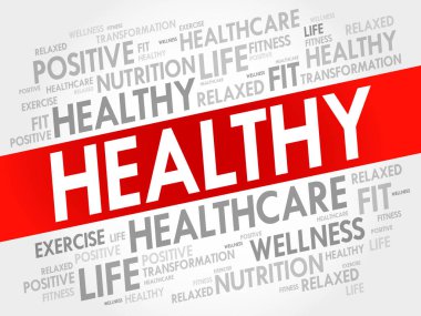 Sağlıklı kelime bulut, fitness, spor, sağlık konsepti