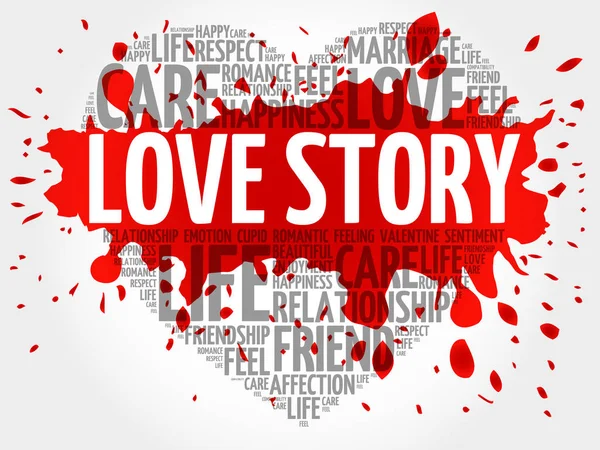 Love Story Word Cloud Collage Heart Concept Background — Stock Vector
