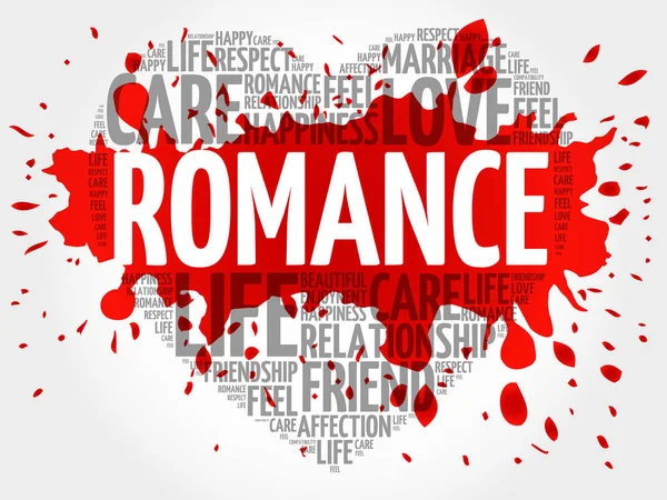 Romantik Kelime Bulut Kolajı Kalp Konsepti Geçmişi — Stok Vektör