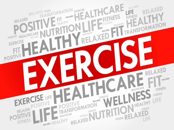 Exercise Word Cloud ตเนส แนวค านส ขภาพ — ภาพเวกเตอร์สต็อก