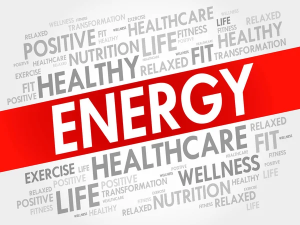 Energy Word Cloud Background Health Concept — Stock Vector