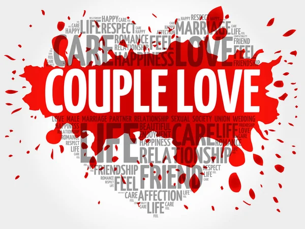 Couple Love Word Cloud Collage Heart Concept Background — Stock Vector